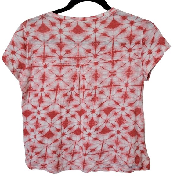 STYLE & CO Red Short Sleeve V-Neck Tie-Dye Tee Women's Petite Size S PS 1284 - Picture 2 of 5